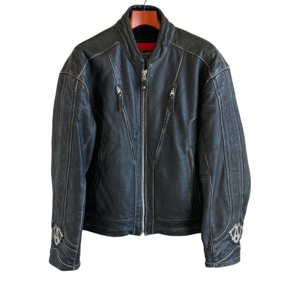 Arlen Ness Bikewear Distressed Leather Vintage Motorcycle Jacket - 2XL